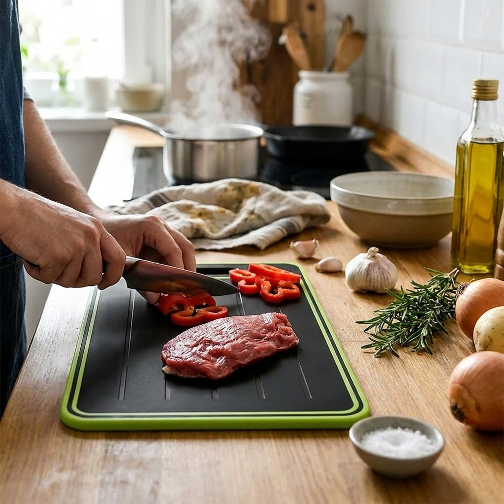 4-in-1 Cutting Board with Thawing Tray and Knife Sharpener lifestyle