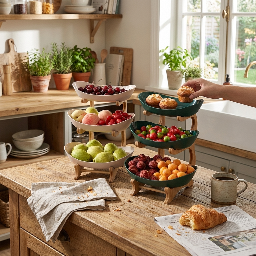 Multi-tiered Wooden Fruit Bowl lifestyle