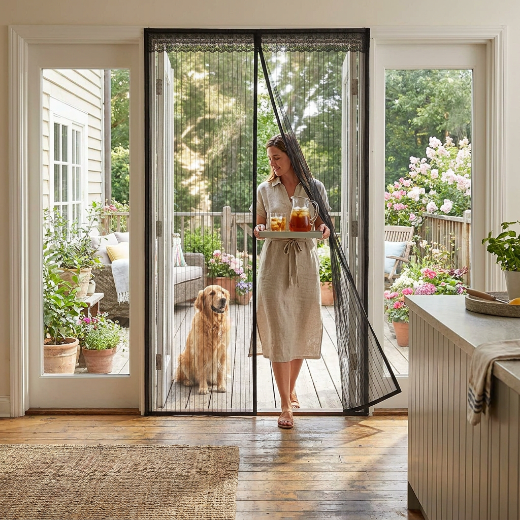 Magnetic Mesh Door Screen lifestyle