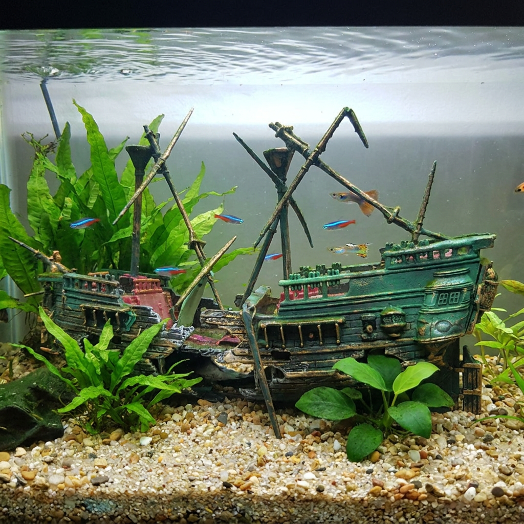 Large Shipwreck Aquarium Decoration lifestyle