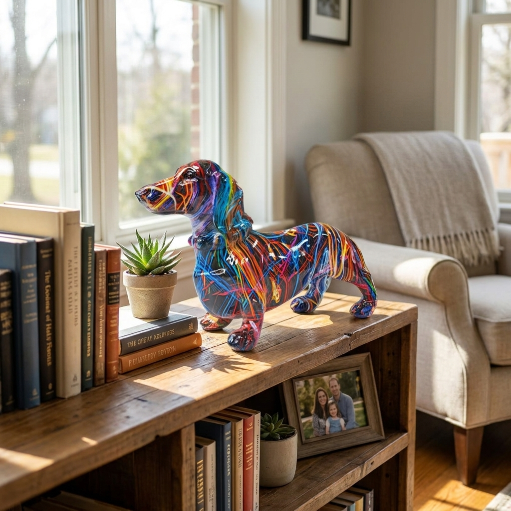 Colorful Dachshund Statue lifestyle