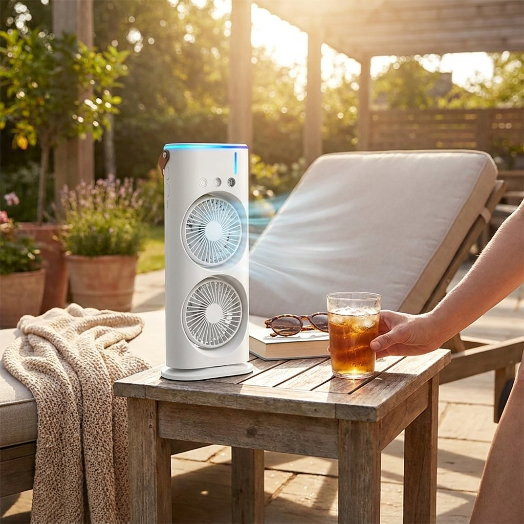 Double-Head Portable Air Conditioner Fan lifestyle
