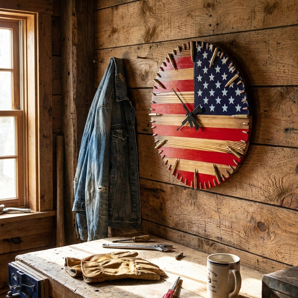 Handmade American Flag Bullet Clock lifestyle