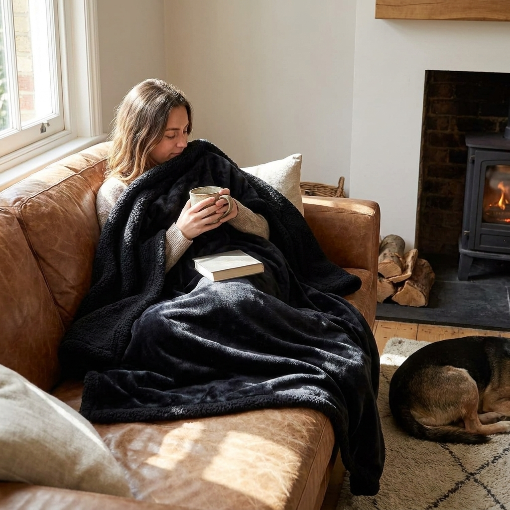 Waterproof Warm Sherpa Blanket lifestyle