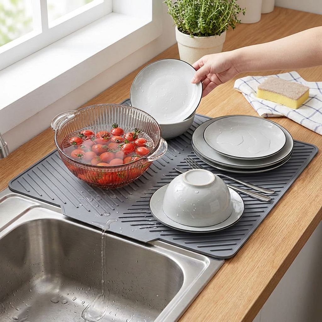 Silicone Countertop Dish Drying Mat lifestyle