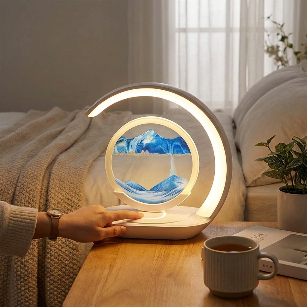 3D Sand Art Lamp with Wireless Charger lifestyle