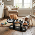 Elevated Cat Bowl with 3 Steel Dishes lifestyle