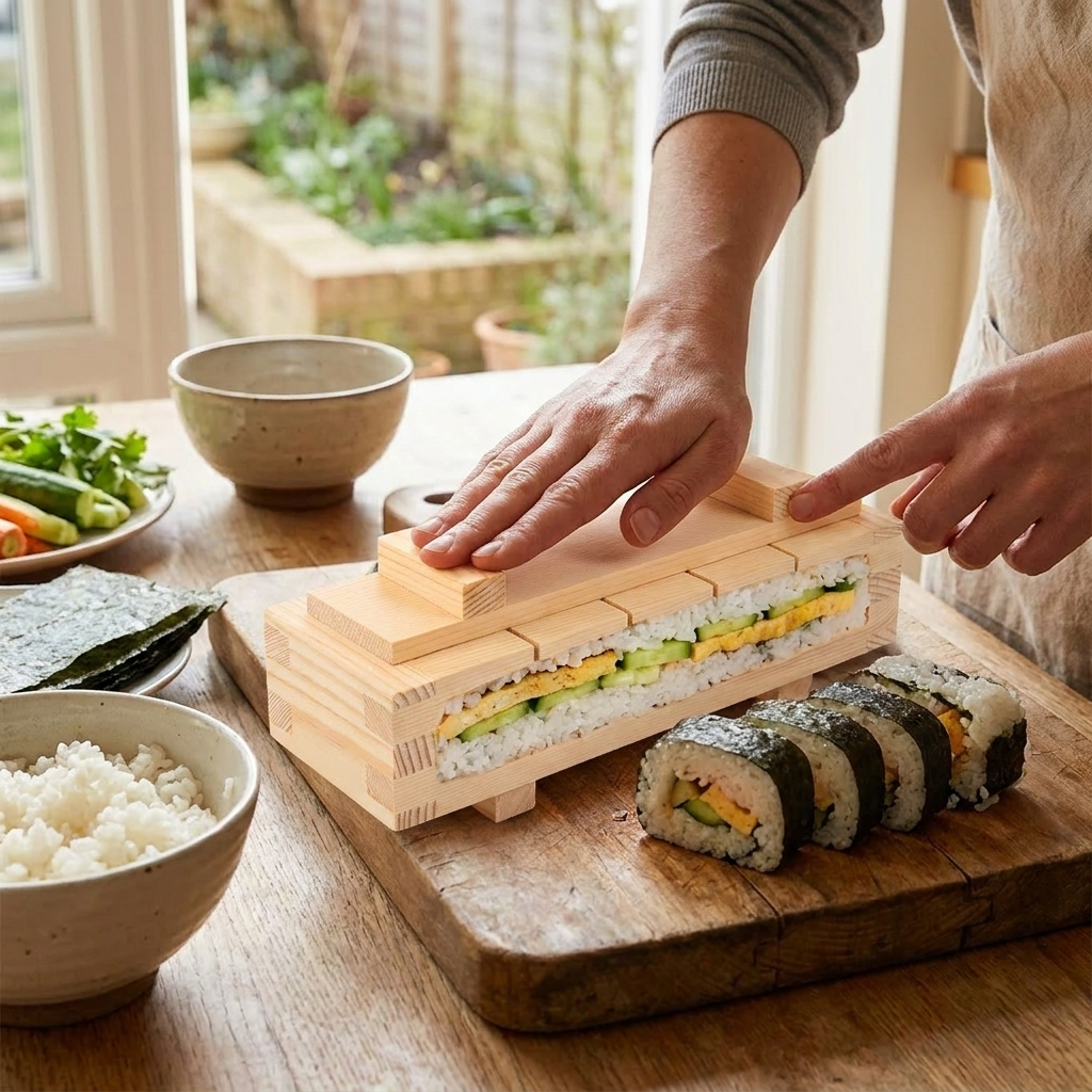 Handcrafted Wooden Sushi Maker Press Mold lifestyle