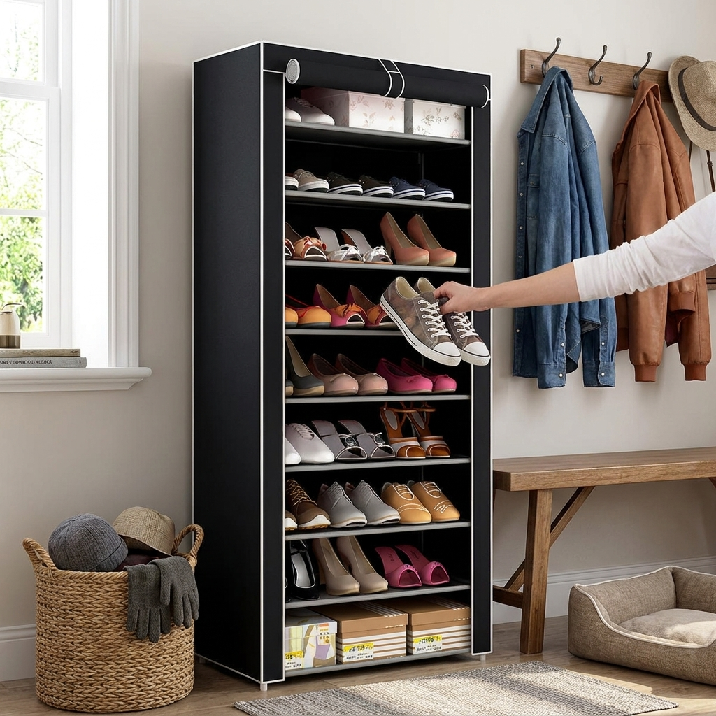 Space-Saving Vertical Shoe Rack lifestyle
