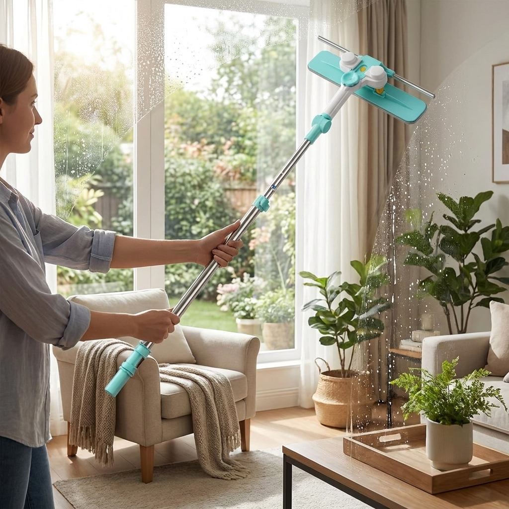 Telescopic Long-Handle Window Cleaner Brush lifestyle