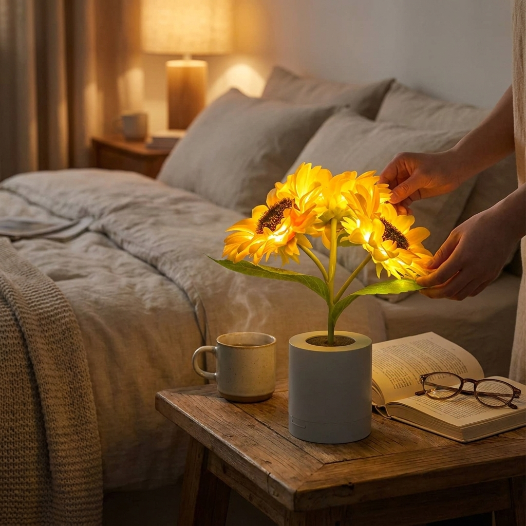 Rechargeable Sunflower Night Light lifestyle