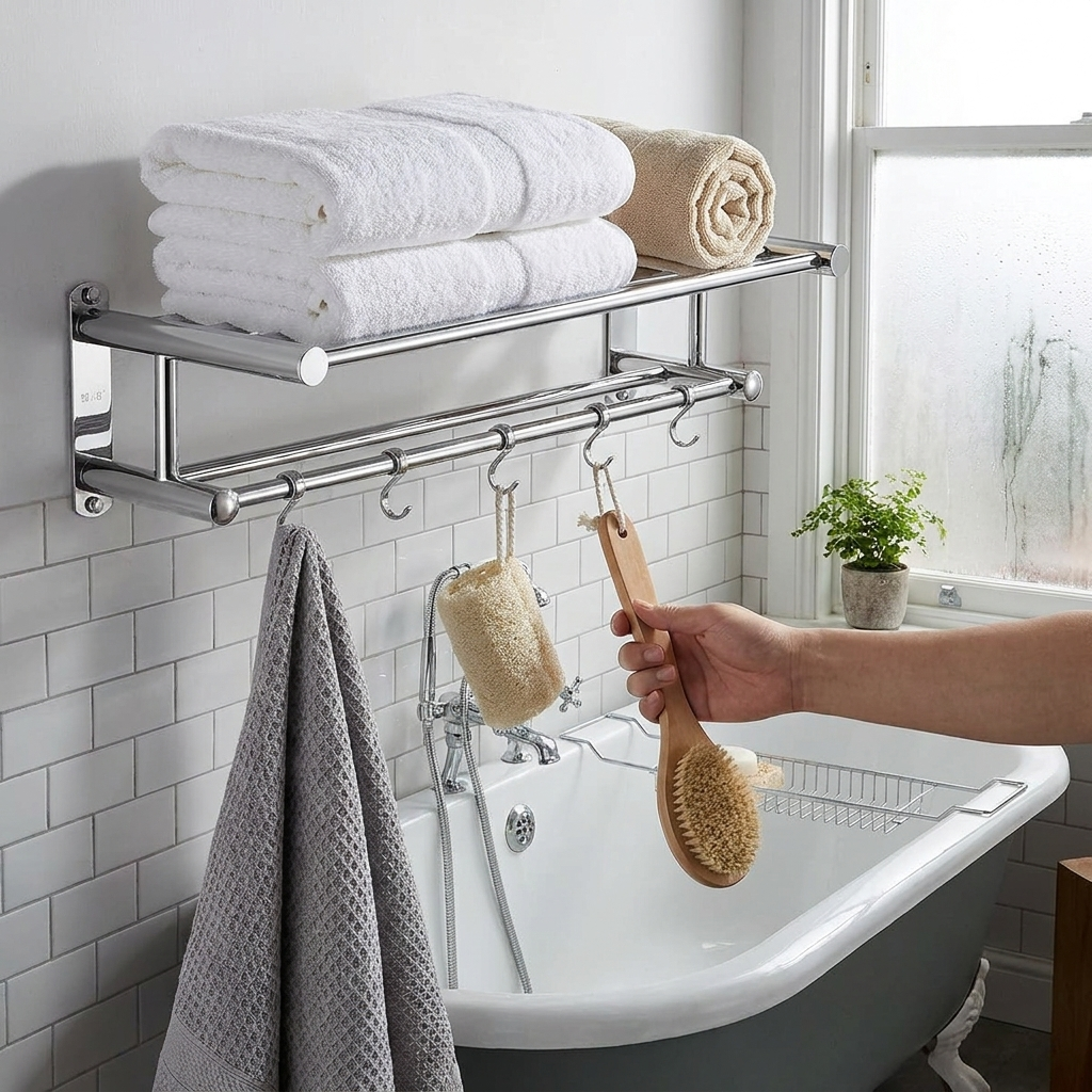 Minimalist Wall Rack for Bath & Kitchen lifestyle