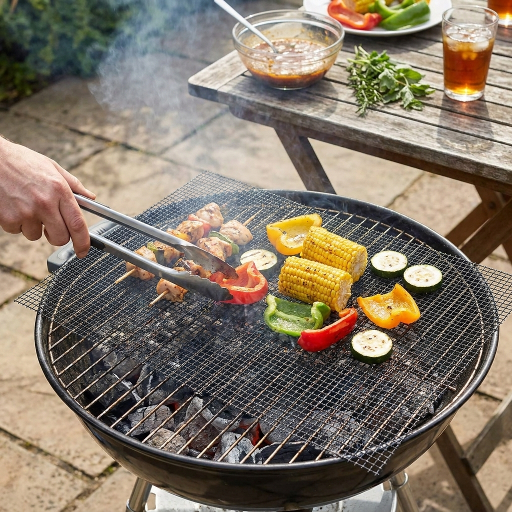 Non-Stick BBQ Grill Mesh Mat lifestyle