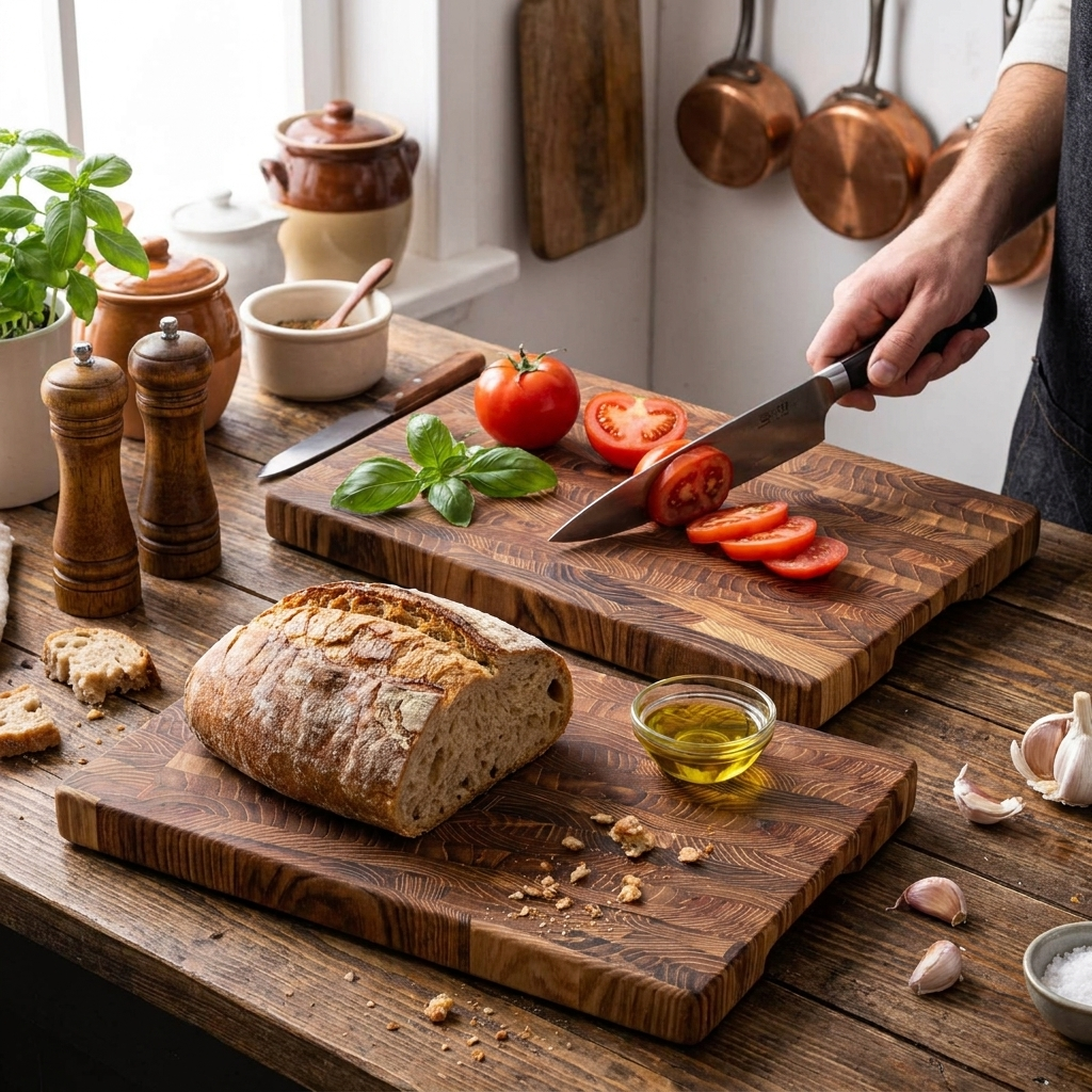 End Grain Wooden Cutting Board lifestyle