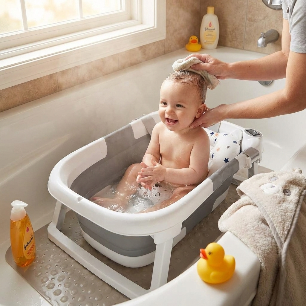 Foldable Newborn Baby Bathing Tub lifestyle