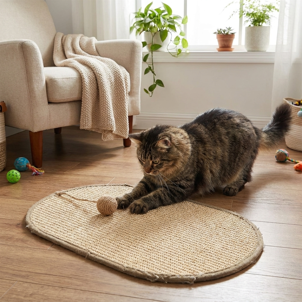 Sisal 3-in-1 Wall-Mounted Cat Scratch Pad lifestyle