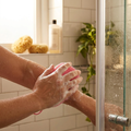 Silicone Body Scrubber with Soap Dispenser lifestyle