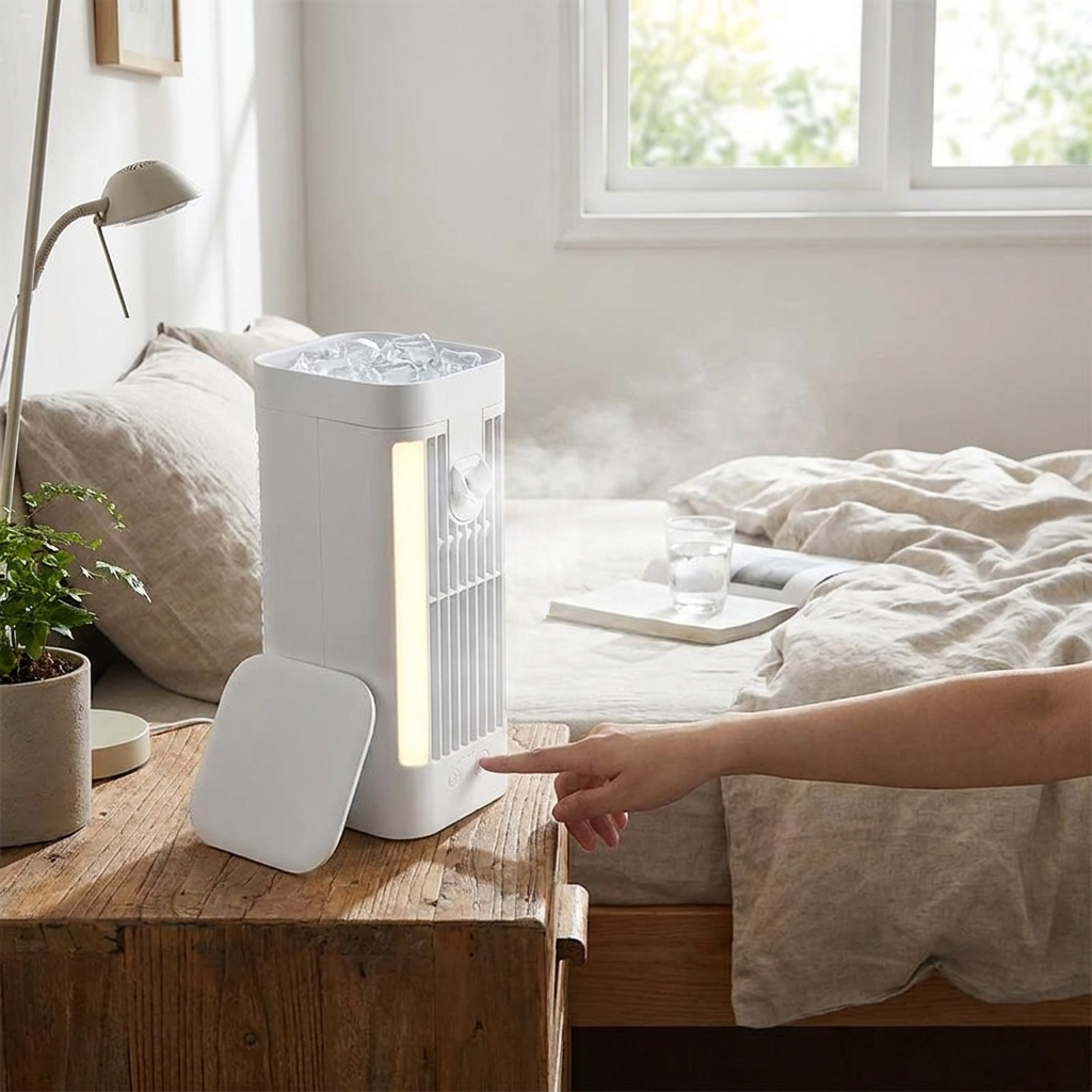 Mini Air Conditioner Desk Fan with Spray lifestyle
