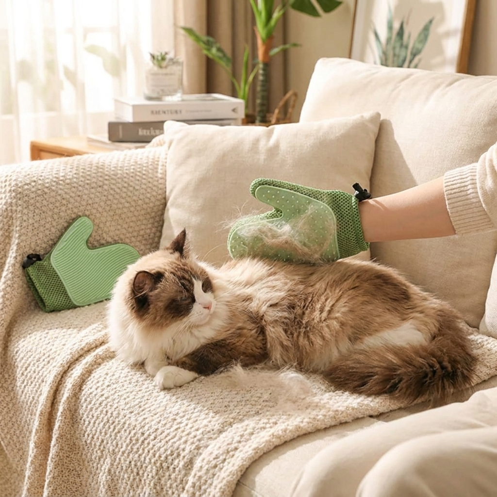 2-in-1 Cat Grooming Glove lifestyle