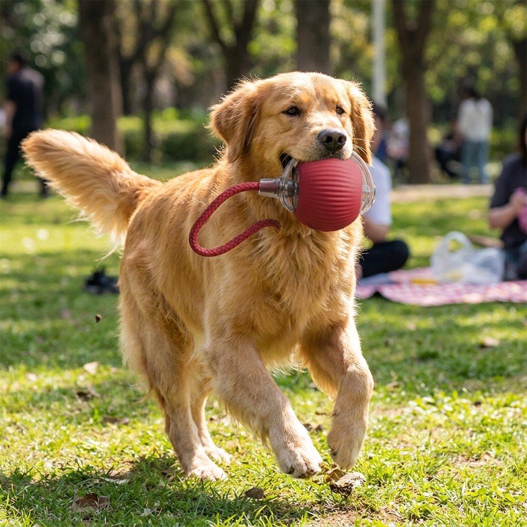 Rolling Ball with Tail Dog Toy lifestyle
