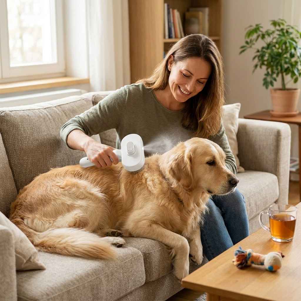 Cat and Dog Steam Brush lifestyle