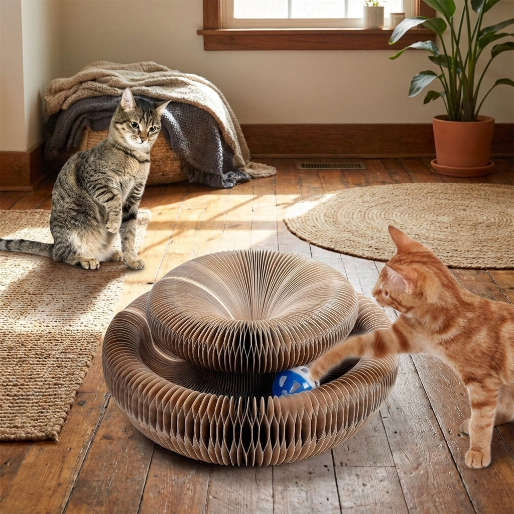 Cat Scratcher with Ball Track lifestyle