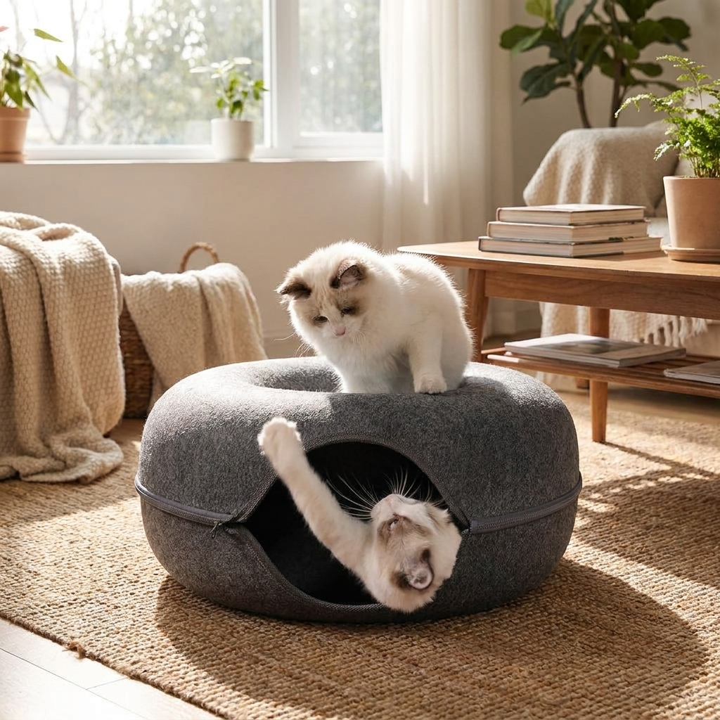 Donut Bed For Cats lifestyle