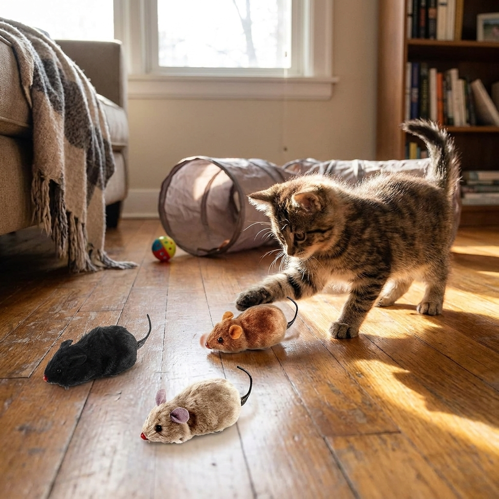 Electric Interactive Racing Mouse Cat Toy lifestyle