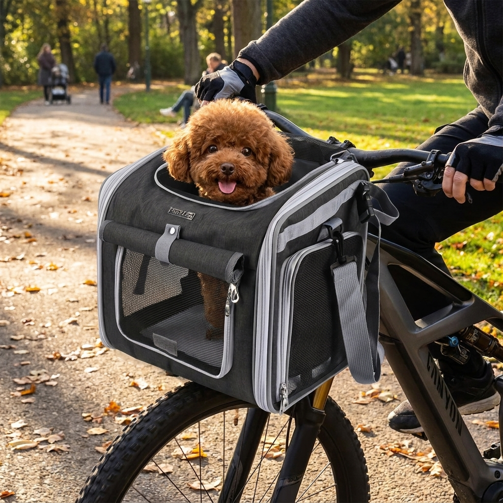 Expandable Bike Basket for Pets lifestyle
