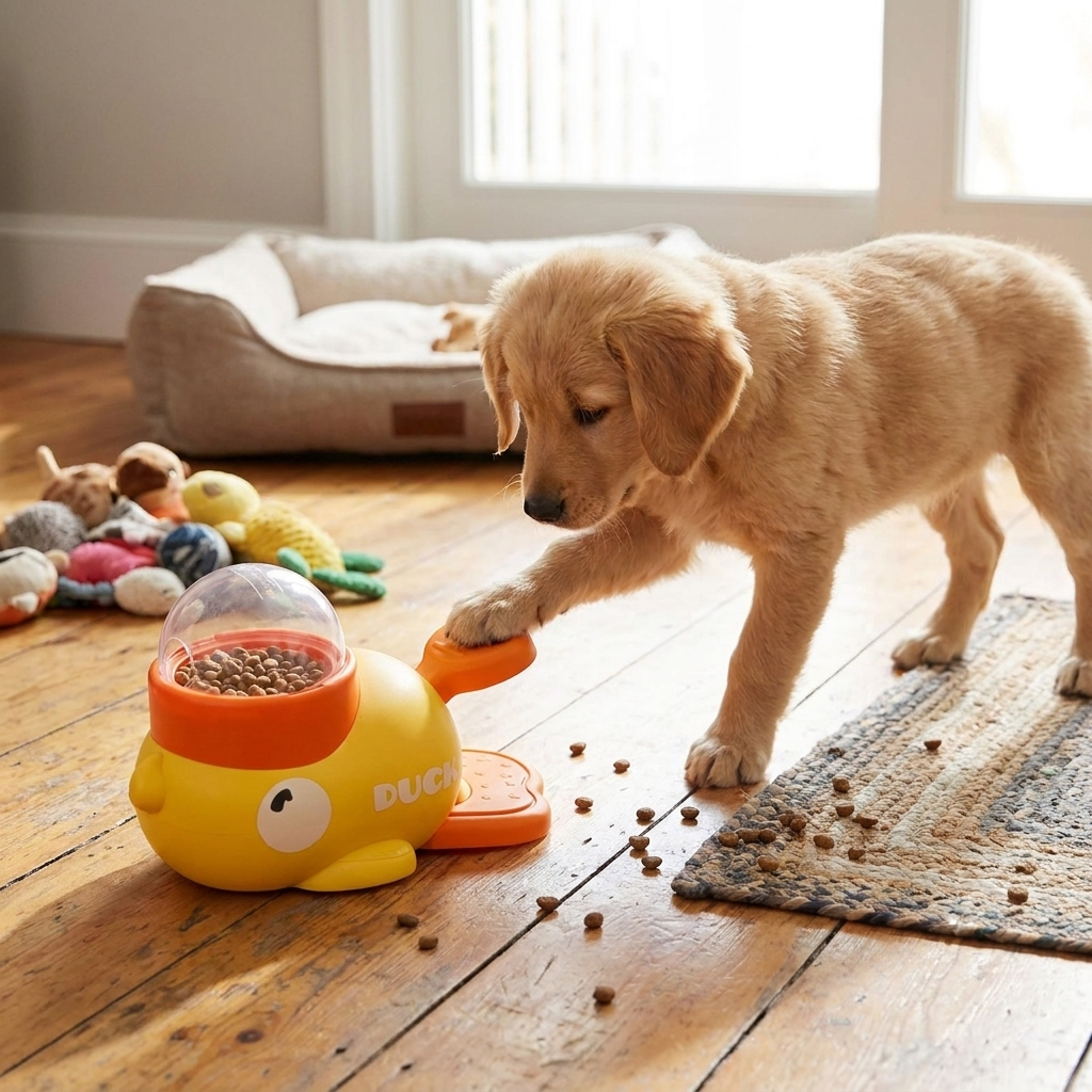 Cartoon Duck Dog Puzzle Feeder lifestyle
