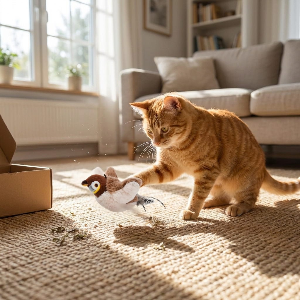 Interactive Flapping Bird Cat Chase Toy lifestyle