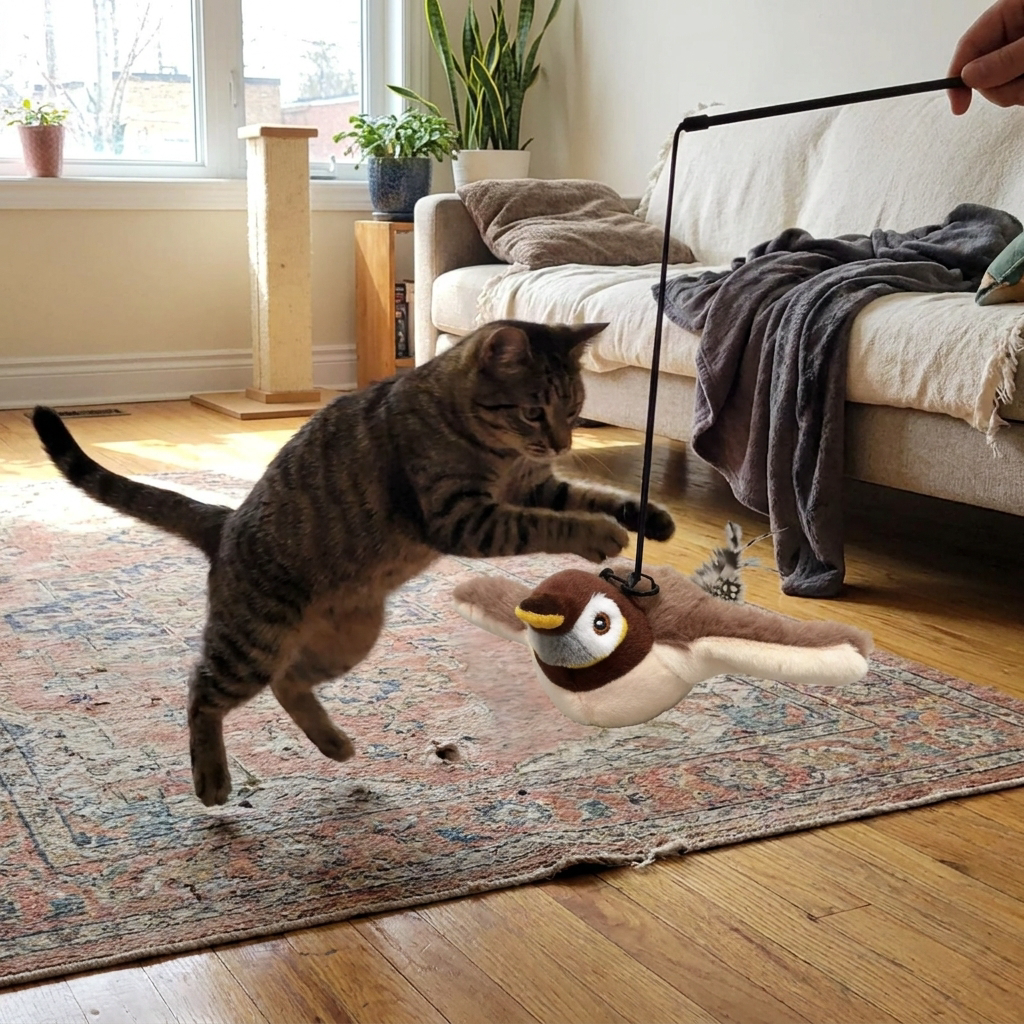 Interactive Flapping Bird Cat Toy lifestyle