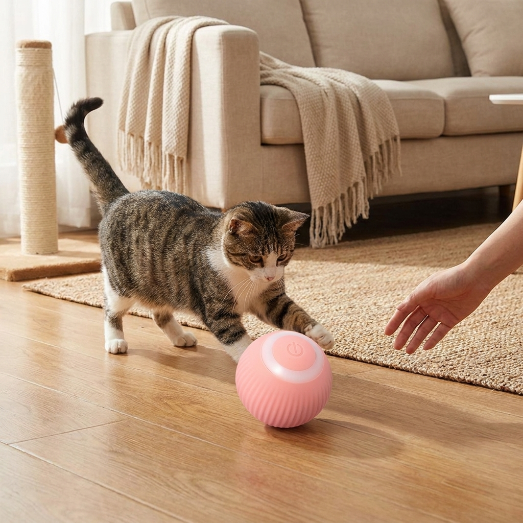 Interactive LED Play Ball for Cats lifestyle