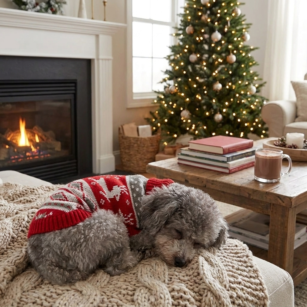 Knitted Christmas Dog Sweater lifestyle