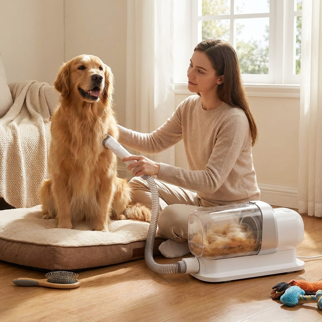 Low-Noise Dog Grooming Vacuum Clipper Kit lifestyle