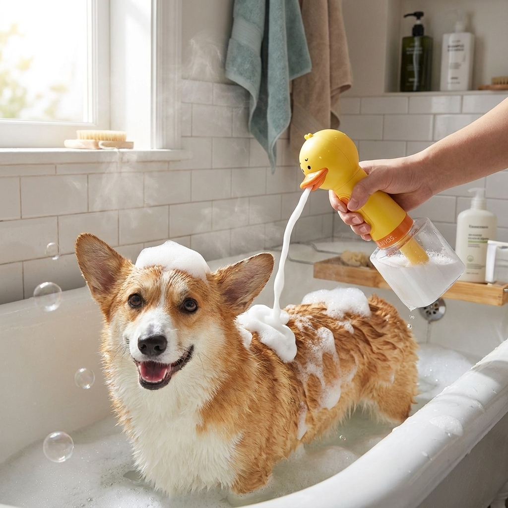Pet Shampoo Foaming Soap Dispenser lifestyle