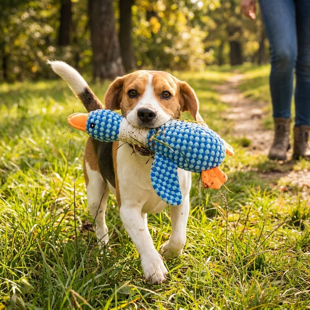 Plush Dog Chew Toy with Squeaker lifestyle
