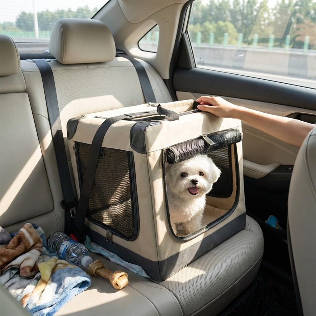 Portable Folding Small Dog Crate lifestyle