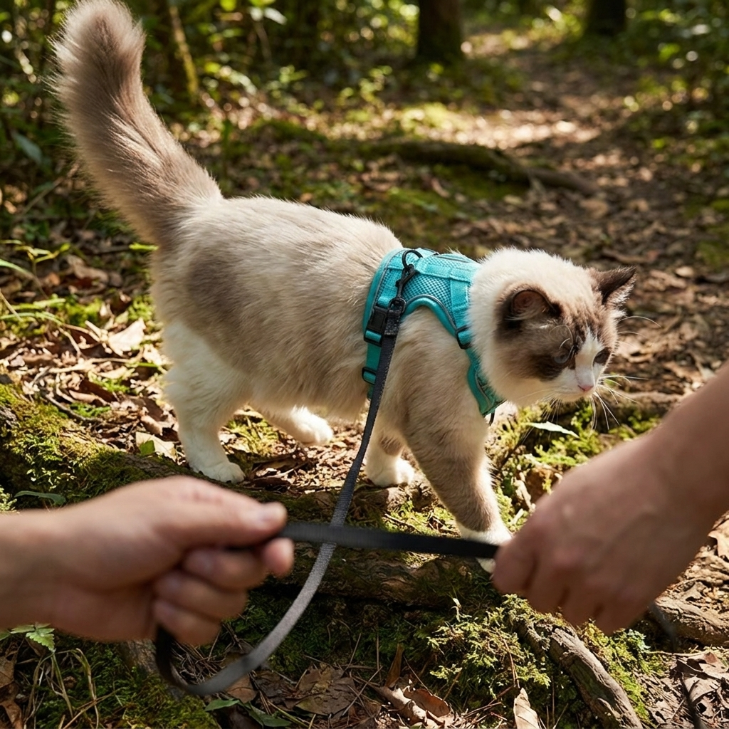 Reflective Cat Harness and Leash Set lifestyle