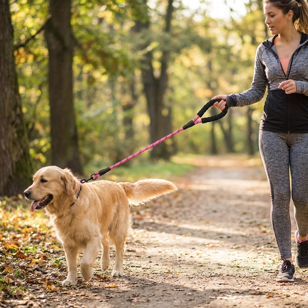 Reflective Dog Leash with Padded Handle lifestyle