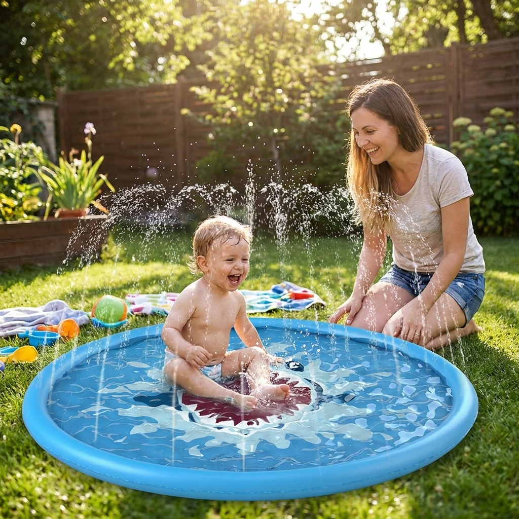 Kids Splash Pad Sprinkler Mat lifestyle