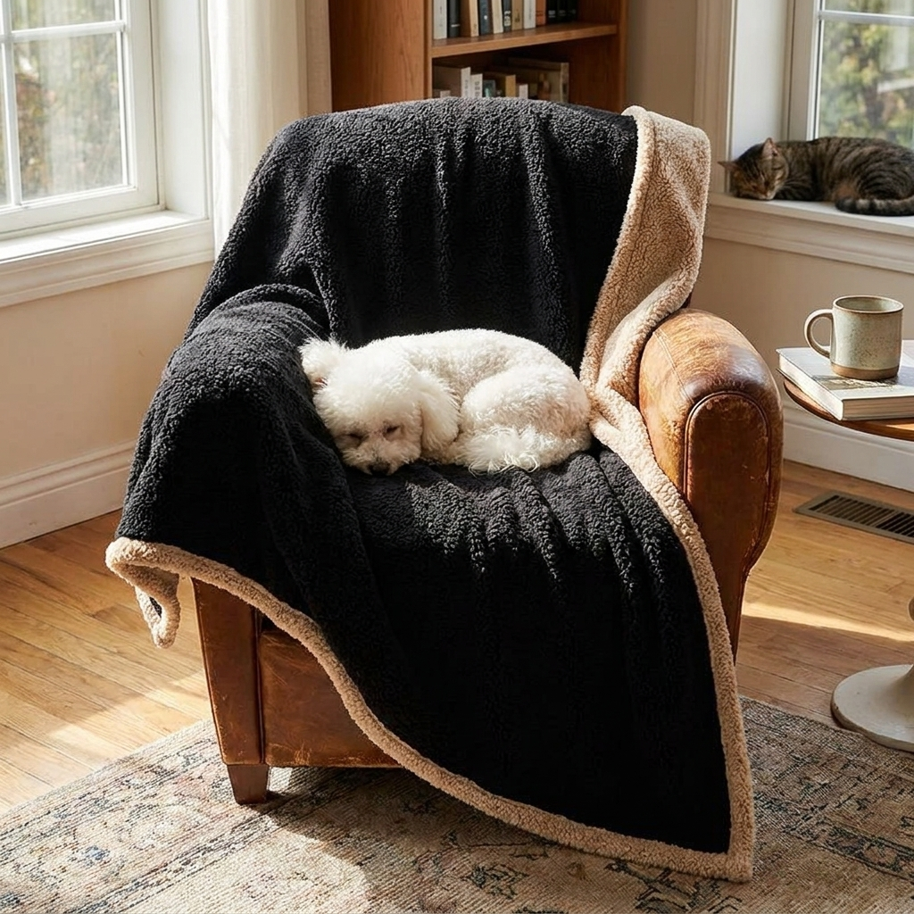 Soft Comfortable Dog Sleeping Blanket lifestyle