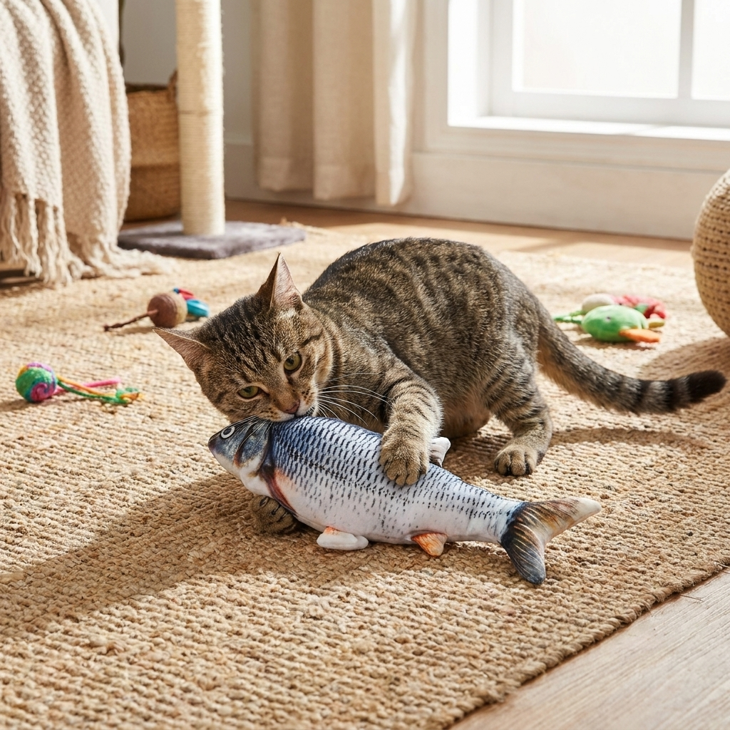 USB Rechargeable Interactive Cat Fish Toy lifestyle