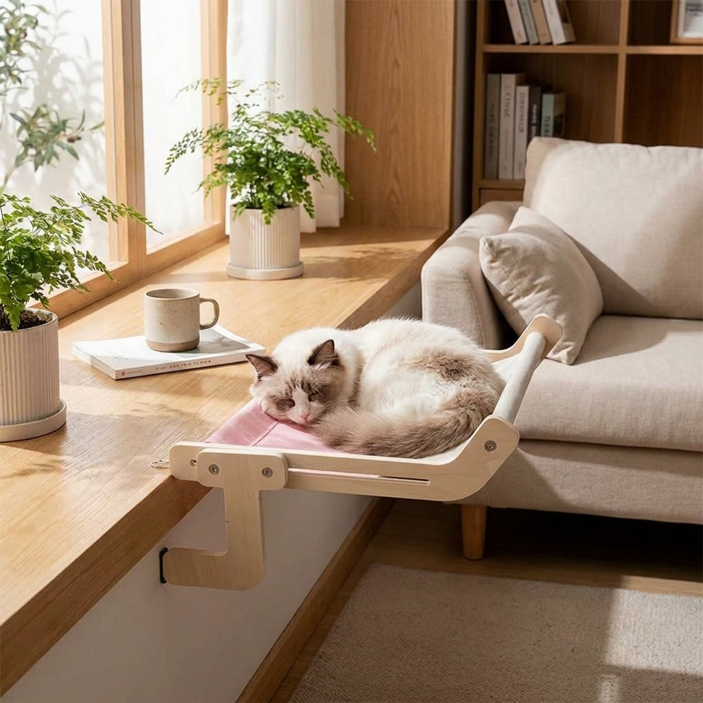 Wooden Cat Hammock Bed lifestyle
