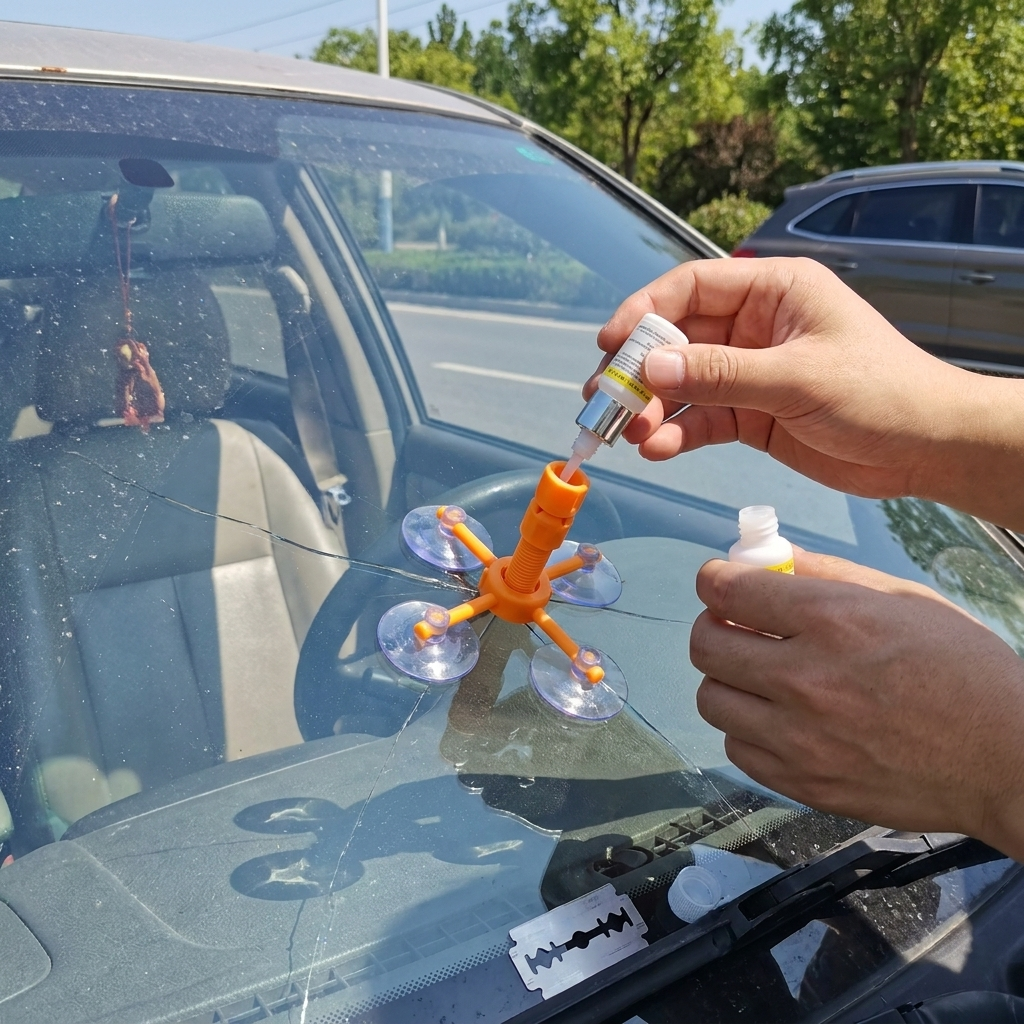 Windshield Glass Crack Repair Kit lifestyle