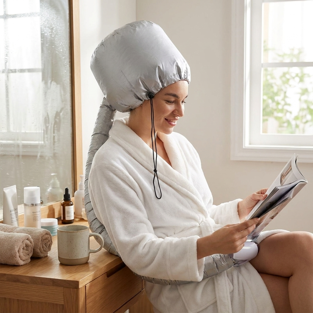 Portable Hair Bonnet Dryer Cap lifestyle