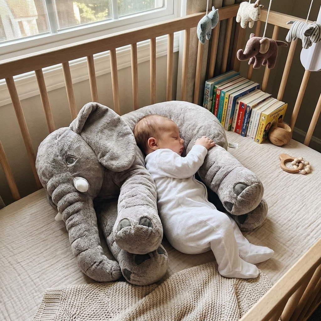Baby Elephant Cuddle Pillow lifestyle
