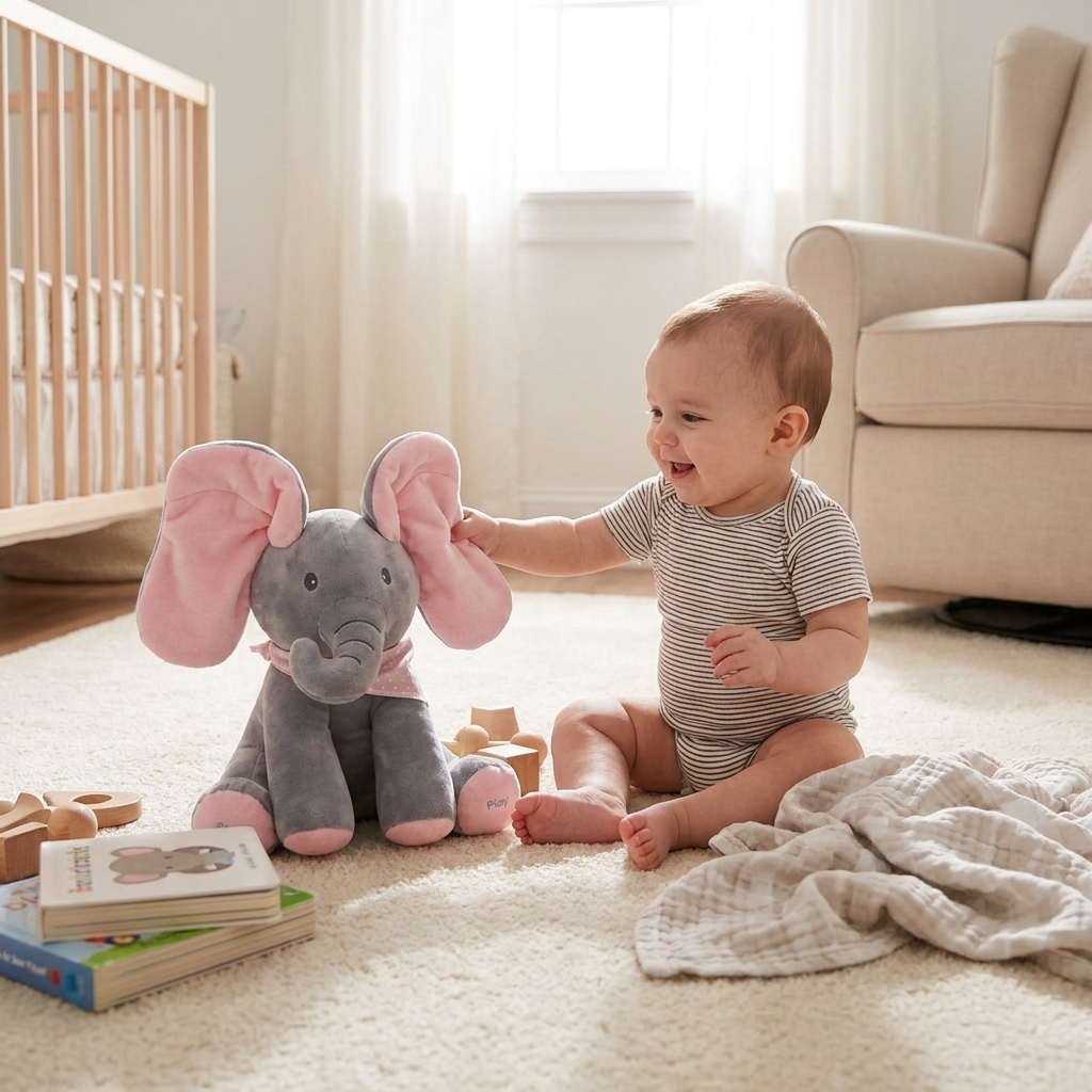 Peek-a-Boo Talking Elephant Toy lifestyle