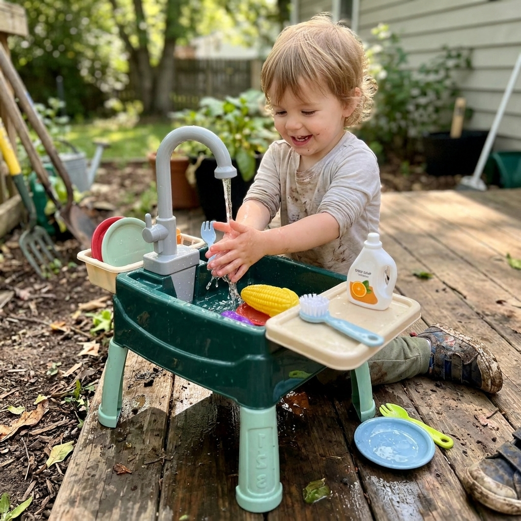 Kids Play Kitchen with Water Feature lifestyle