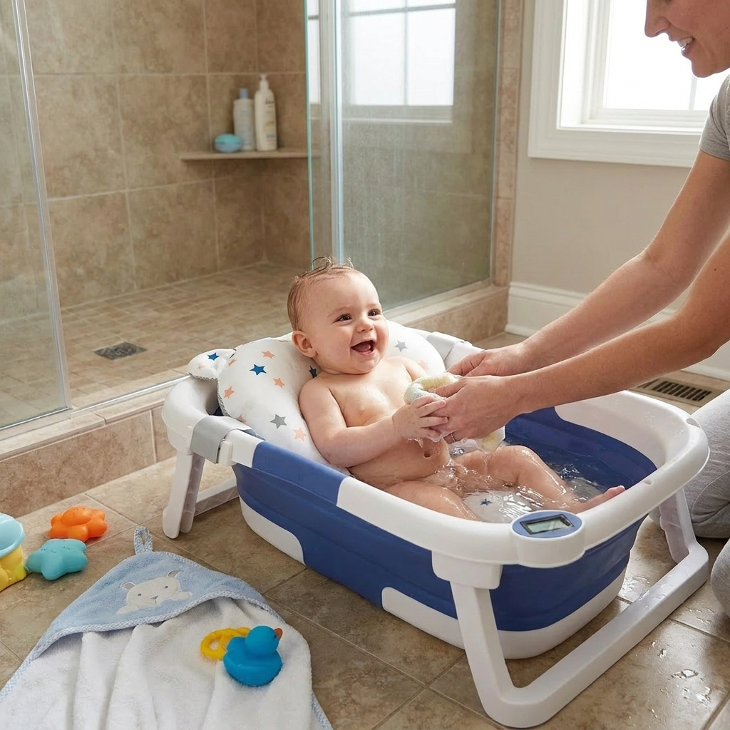 Foldable Non-Slip Baby Bath Tub lifestyle